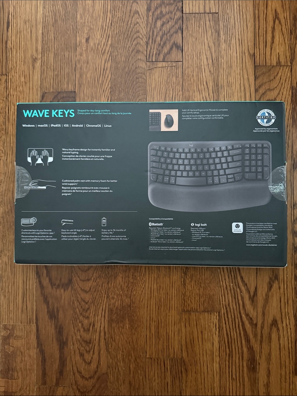 Logitech Wave Keys Ergonomic Wireless Keyboard in Black and Gray - Picture 2 of 2